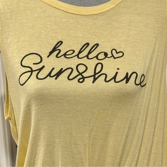 Dirtee Laundry Women’s Yellow HELLO SUNSHINE Create Your Own Sunshine Top LARGE - Picture 2 of 6